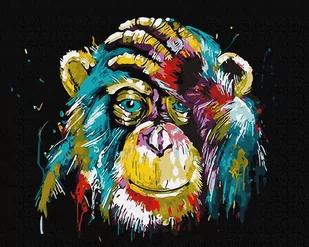 Artnapi 40x50cm Obraz Do Malowania Po Numerach Na Drewnianej Ramie - Szympans w Jaskrawych Kolorach - Malowanie po numerach - miniaturka - grafika 1
