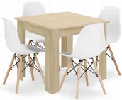 Stoły z krzesłami - Stół dąb sonoma z 4 białymi krzesłami N0-M90 - miniaturka - grafika 1