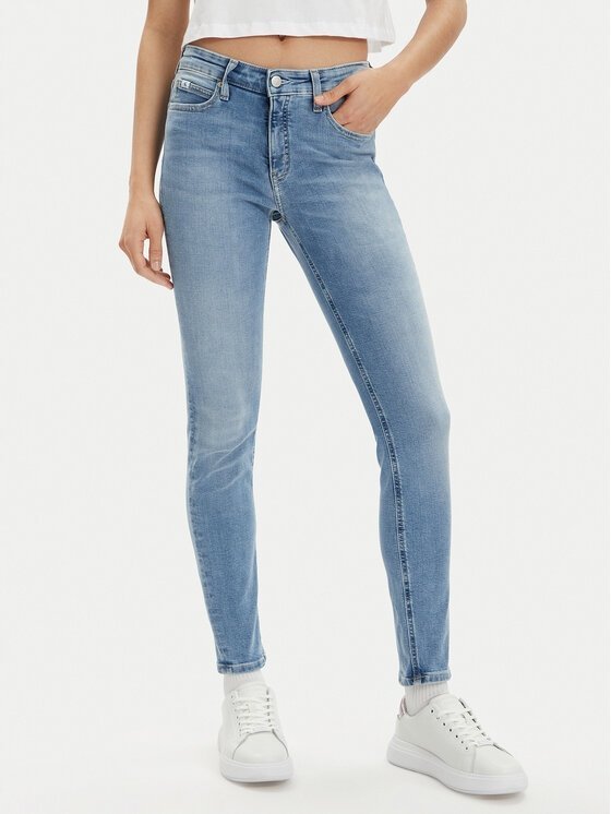 CALVIN KLEIN JEANS JEANSY RURKI WYSOKI STAN JASNONIEBIESKIE 27/32 XTA