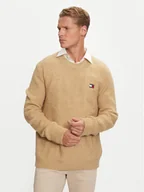 Swetry męskie - Tommy Jeans Sweter DM0DM19440 Beżowy Regular Fit - miniaturka - grafika 1