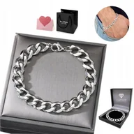 Bransolety męskie - Gruba Bransoletka Srebrna Męska Diamentowana Bransoleta Pancerka - miniaturka - grafika 1