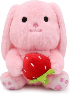 KRÓLICZEK PLUSZOWY RÓŻOWY MASKOTKA MIŚ PRZYTULANKA MIĘKKA ZABAWKA TRUSKAWKA - Maskotki i pluszaki - miniaturka - grafika 1