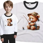 Piżamy dla dziewczynek - Piżama dziecięca Pluszowy Miś Wędkarz Łowiący Rybę Dzień Misia 86/92 - VoloDonum - miniaturka - grafika 1