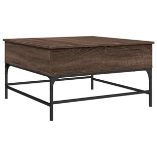 vidaXL Stolik kawowy brązowy dąb 80x80x45 cm materiał drewnopochodny metal - Ławy i stoliki kawowe - miniaturka - grafika 1
