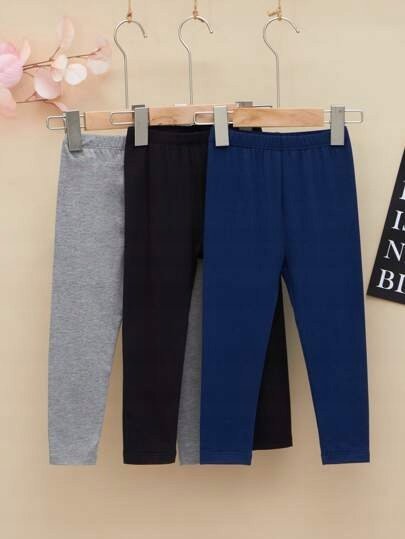 Shein Dziecięce Legginsy Czarne Klasyczne 130 Łub