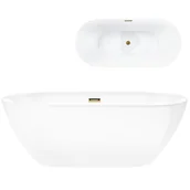 Wanny - Wanna akrylowa, wolnostojąca Olvena Corsan 150 cm korek klik-klak złoty - miniaturka - grafika 1