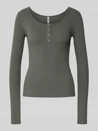 Bluzki damskie - Bluzka z długim rękawem o kroju slim fit z mieszanki bawełny model ‘KITTE’ - miniaturka - grafika 1