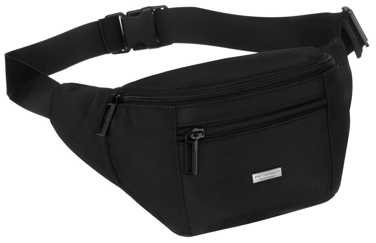 Sportowa nerka męska czarna PETERSON saszetka na biodra lub przez ramię miejska crossbody