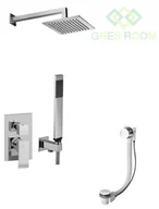 Baterie wannowe i prysznicowe - Paffoni Rubinetterie Zestaw wannowy podtynkowy z napełnieniem przez przelew L-350mm 30x30cm SLIM - miniaturka - grafika 1