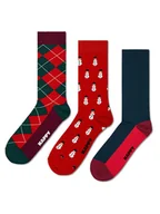 Skarpetki męskie - Happy Socks Skarpety antypoślizgowe (3 pary) "Snowman" w kolorze granatowo-czerwonym - miniaturka - grafika 1