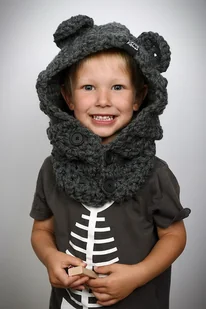 Kaptur Misiek 07 - CIEMNOSZARY - Czapki dla dzieci - miniaturka - grafika 1