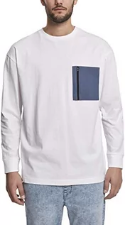 Koszulki męskie - Urban Classics Męska koszulka z długim rękawem Boxy Big Contrast Pocket Ls, biały, XXL - grafika 1