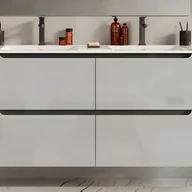 Szafki łazienkowe - Szafka łazienkowa wisząca z podwójną umywalką wpuszczaną - Biały - 120 cm - SELITA - miniaturka - grafika 1