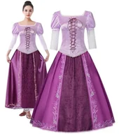 Stroje karnawałowe - Strój Kostium Sukienka Roszpunka Zaplątani Cosplay Bal Karnawał M L 164 170 - miniaturka - grafika 1