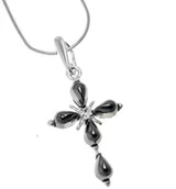 Biżuteria religijna - Srebrny krzyżyk z hematytem - miniaturka - grafika 1