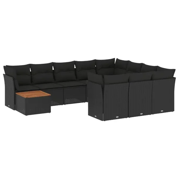 Zestaw mebli ogrodowych modułowych czarny rattan PE, wymiary: 62x62x69 cm,
