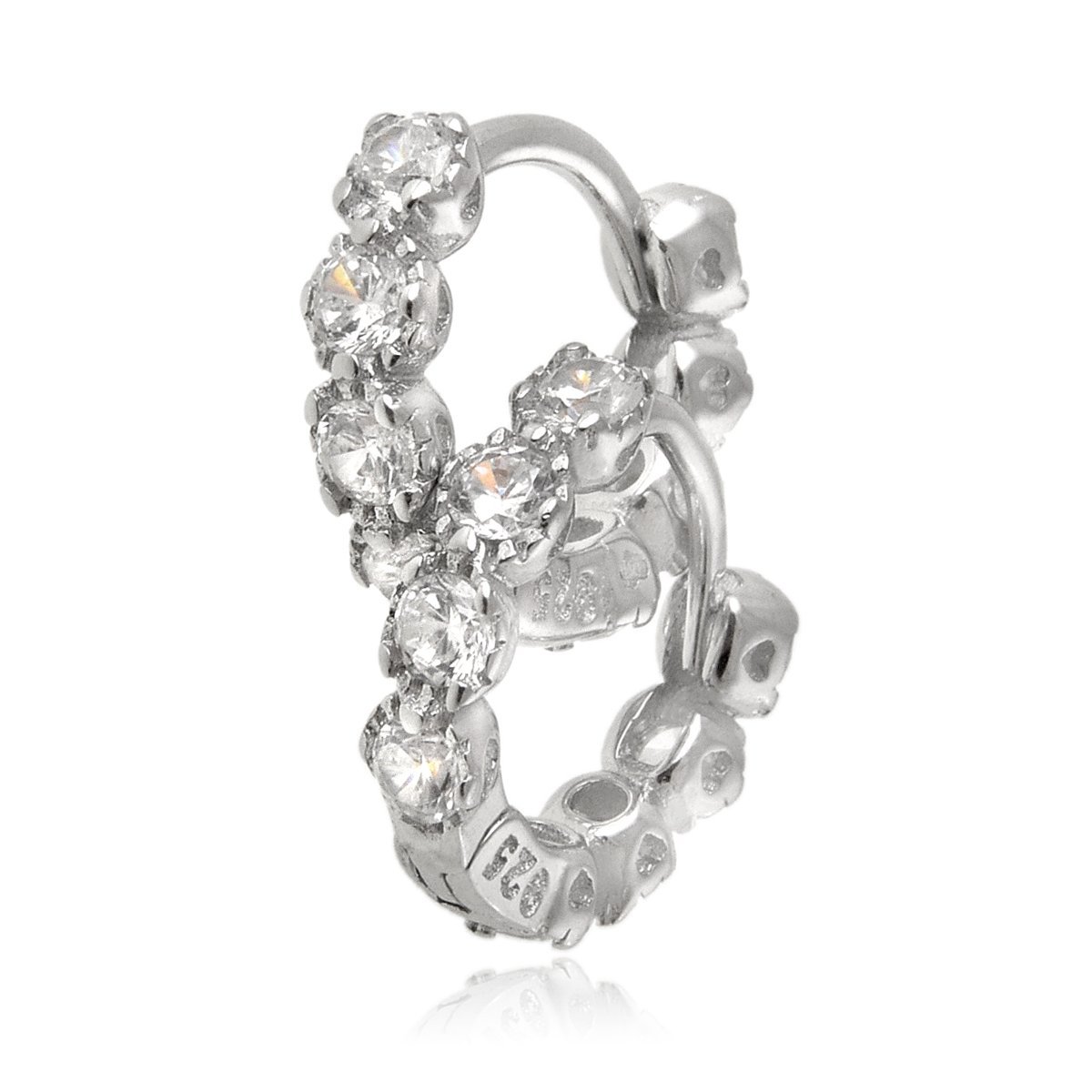 Kolczyki srebrne 925 małe koła z motywem serc po bokach i cyrkoniami 1,2g