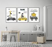 Dekoracje domu - Plakaty czarno szaro żółte z Autkami, pokój chłopca format A4 - miniaturka - grafika 1