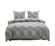 Pościel - Komplet pościeli dwustronnej 160x200 szara grafitowa w abstrakcyjnym geometrycznym wzorze - miniaturka - grafika 1