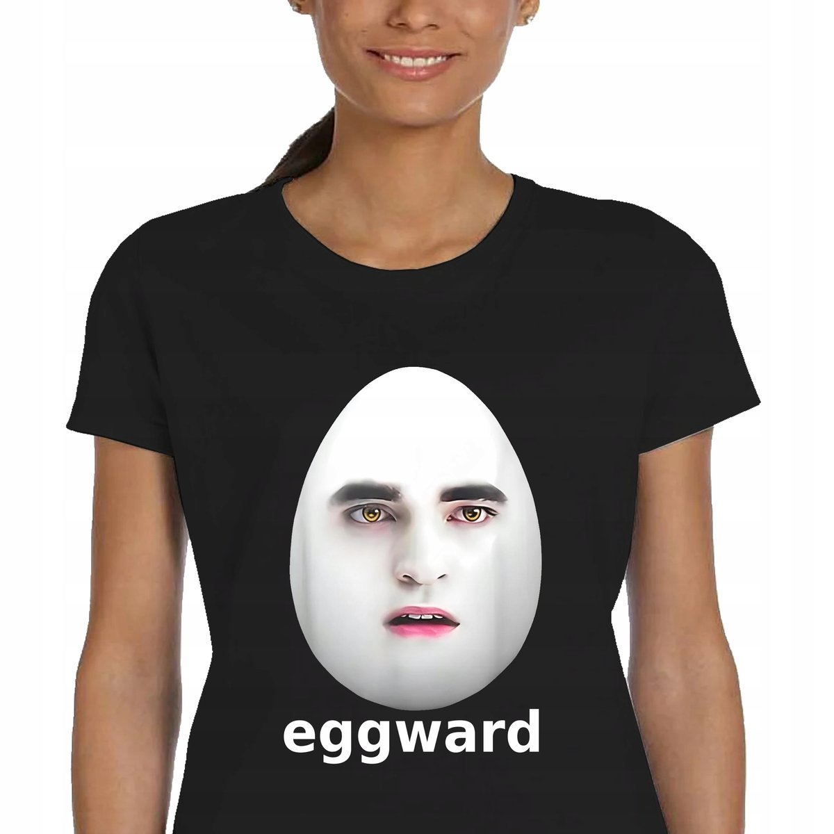 DAMSKA KOSZULKA CZARNA P347 Eggward Śmieszna Edward Cullen Zmierzch M