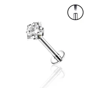 Kolczyki - Tytanowy labret z kwadratową cyrkonią. (Rozmiar: 1,2/8/4) - miniaturka - grafika 1