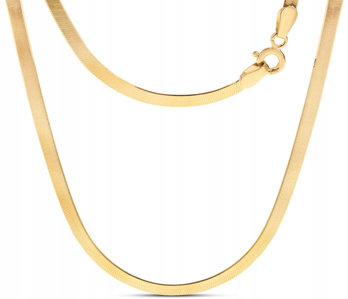 KLASYCZNY ZŁOTY ŁAŃCUSZEK ŻMIJKA TASIEMKA TAŚMA 2.5MM 14KT 585 50 CM