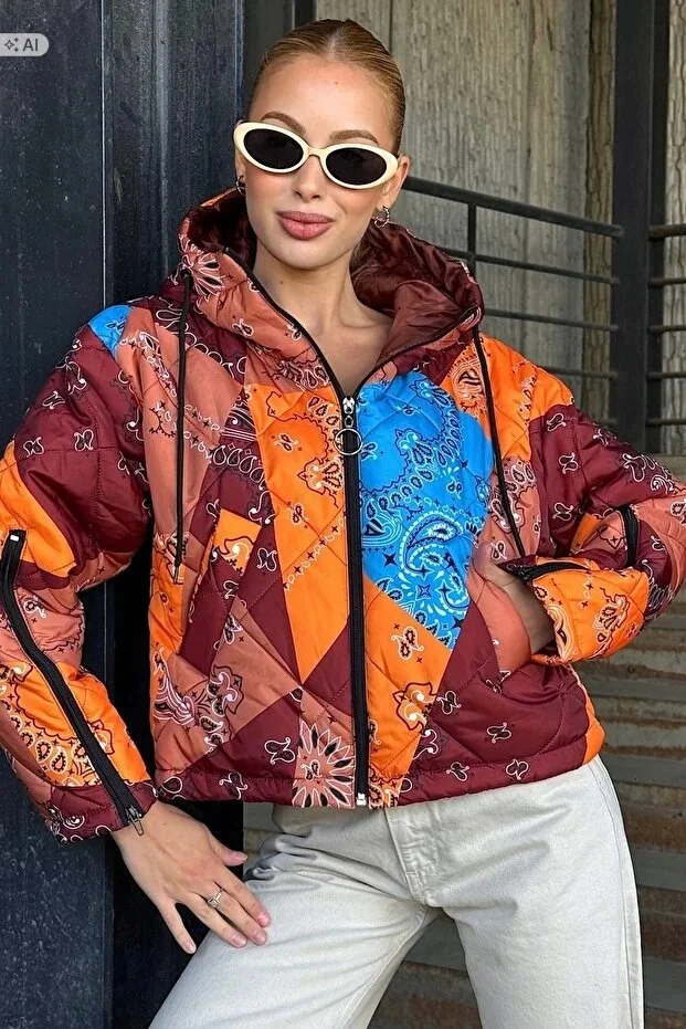PIKOWANA KURTKA DAMSKA WIELBARWNA W STYLU BOHO S/M 5IA