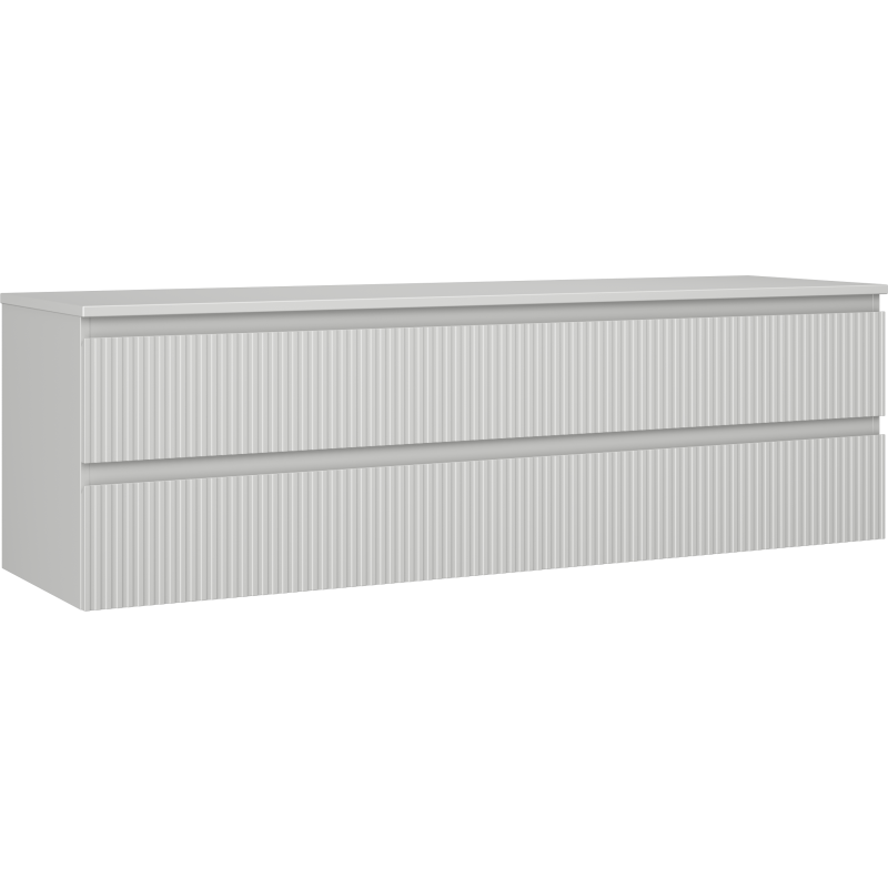 Mexen Rivel szafka łazienkowa podumywalkowa 160 cm z blatem, 2 szuflady, ryflowana , szara mat - 91A20-16047-2-BFFC62