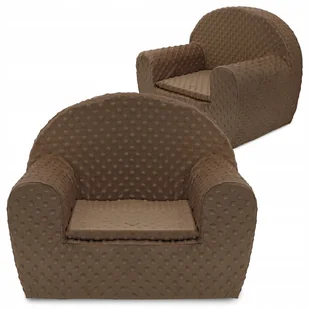 Fotel Dla Dziecka Fotelik Pluszowy Pufa Brązowy Kropki Tkanina Minky Bobas - Fotele i pufy dla dzieci - miniaturka - grafika 1