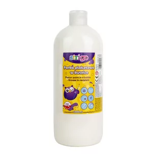 Farba Plakatowa Strigo W Butelce, 1000 Ml Biała - Farby i media malarskie - miniaturka - grafika 1