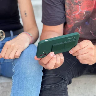 Wozinsky Kickstand Case elastyczne silikonowe etui z podstawką iPhone 12 Pro czarny - Etui i futerały do telefonów - miniaturka - grafika 6