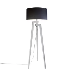 QAZQA Lampa podłogowa trójnóg biała klosz czarny 50cm - Puros - Lampy stojące - miniaturka - grafika 1