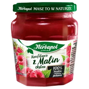 Herbapol Konfitura extra z malin o obniżonej zawartości cukru 240 g - Konfitury, marmolady, powidła - miniaturka - grafika 1