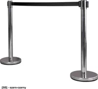 Akcesoria BHP - R.E.I.S. POST-STEEL-2 - słupek odgradzający, stal nierdzewna z taśmą, wysokość 90cm, średnica podstawy 32cm, waga 7kg, taśma poliester 5cm, - szaro-czarny. - miniaturka - grafika 1