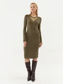 Sukienki - Fracomina Sukienka dzianinowa FJ23WD5002K51801 Khaki Slim Fit - miniaturka - grafika 1