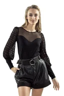 Bluzki damskie - Eldar Bluzka Ariana Bufiasty Rękaw Czarna M - miniaturka - grafika 1