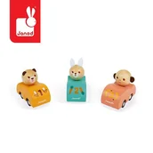 Układanki dla dzieci - Janod Drewniany samochodzik z napędem Pocket 2+, opakowanie zbiorcze 15 sztuk (3 rodzaje), solution-bc-7382-0 - miniaturka - grafika 1