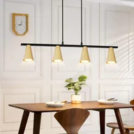 Lampy sufitowe - NETTLIFE Lampa wisząca do jadalni, lampa wisząca złota: GU10 nowoczesna lampa wisząca 4 płomienie metal w kolorze czarnym industrialnym - miniaturka - grafika 1