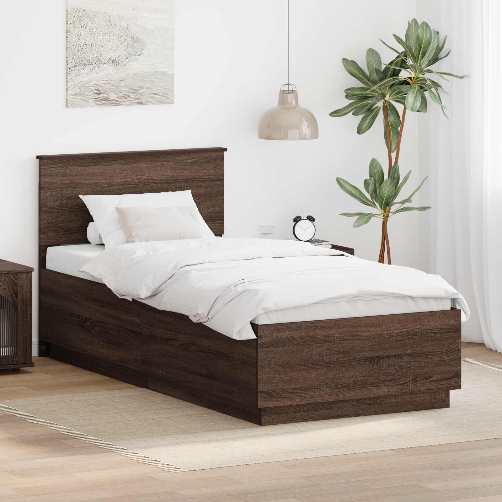 vidaXL Ramka łóżka Brązowy dąb 70 x 190 cm Materiał drewnopochodny