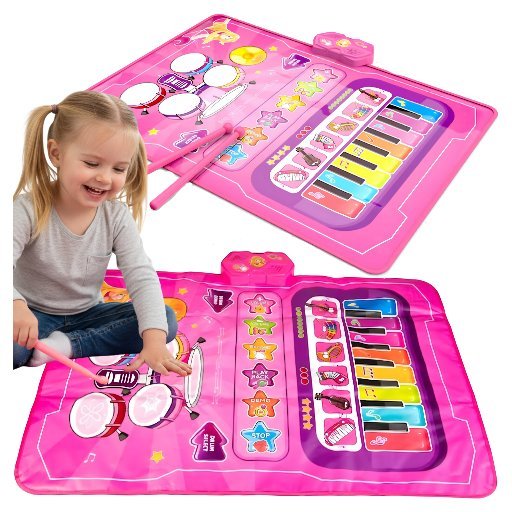 Mata Muzyczna Interaktywna Edukacyjna Pianino Perkusja pałeczki 85x65 cm 3 4