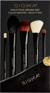 Sigma MULTITASK BRUSH SET - 5 BLACK BRUSHES + BEAUTY BAG - Zestaw 5 pędzli do makijażu + kosmetyczka - Pędzle do makijażu - miniaturka - grafika 3