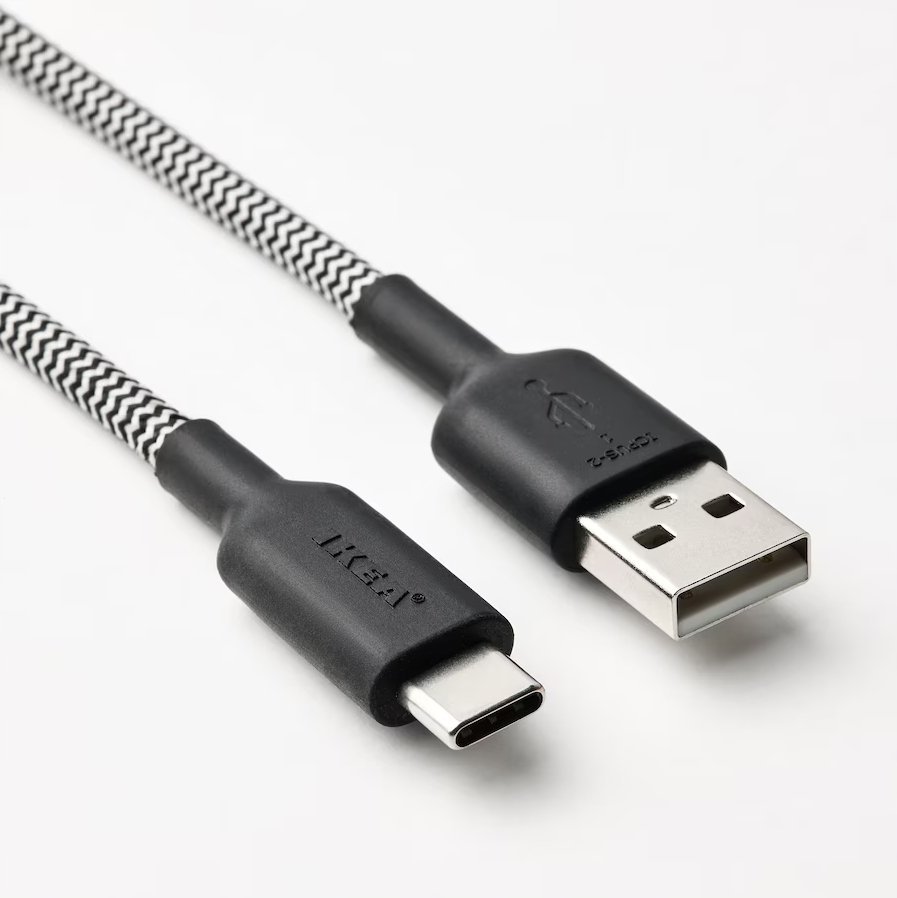 IKEA LILLHULT USB-A na USB-C, czarny/biały, 1.5 m
