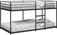 Łóżka dla dzieci i młodzieży - vidaXL Łóżko piętrowe bez materaca, czarne, 90x200 cm, stal - miniaturka - grafika 1