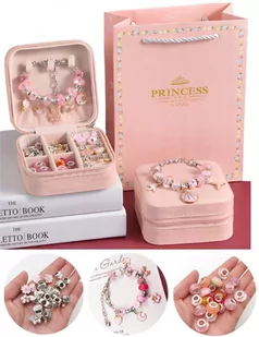 Zestaw do Robienia Bransoletek Biżuterii Koraliki Charms Prezent różowy - Prace ręczne dla dzieci Zestaw do Robienia Bransoletek Biżuterii Koraliki Charms Prezent różowy - Prace ręczne dla dzieci - miniaturka - grafika 1