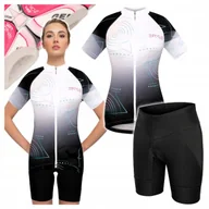 Spodenki rowerowe - Strój Kolarski Damski rozm L XL Koszulka Spodenki Rowerowe z Wkładką Żelową - miniaturka - grafika 1