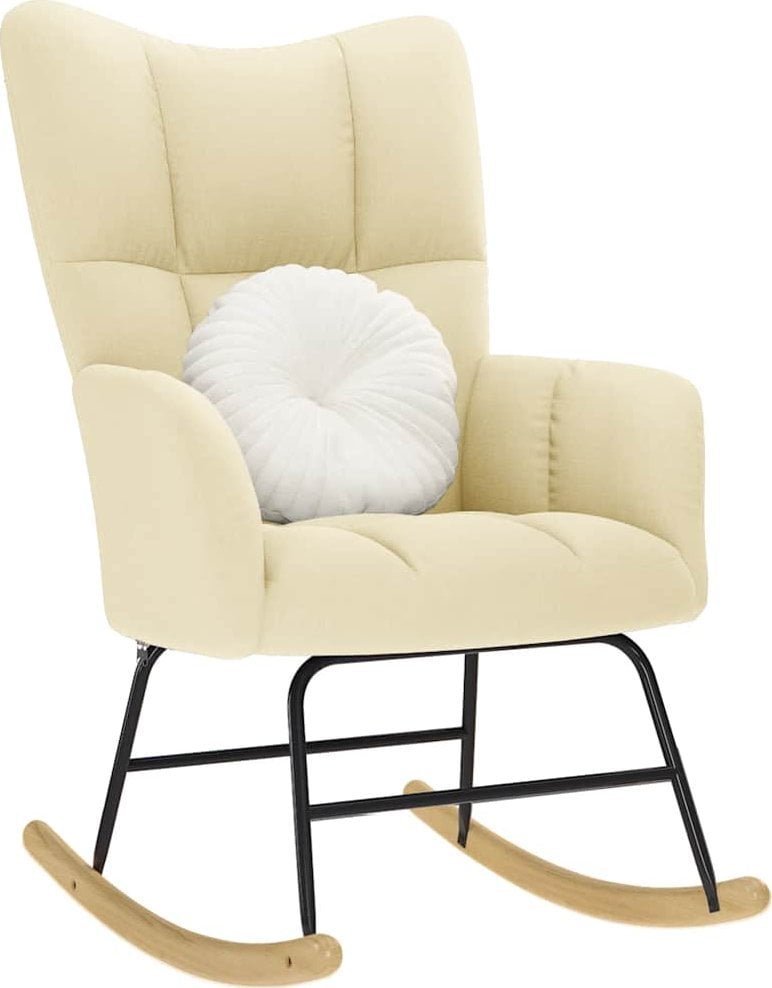 vidaXL Fotel bujany, kremowy, tapicerowany tkaniną
