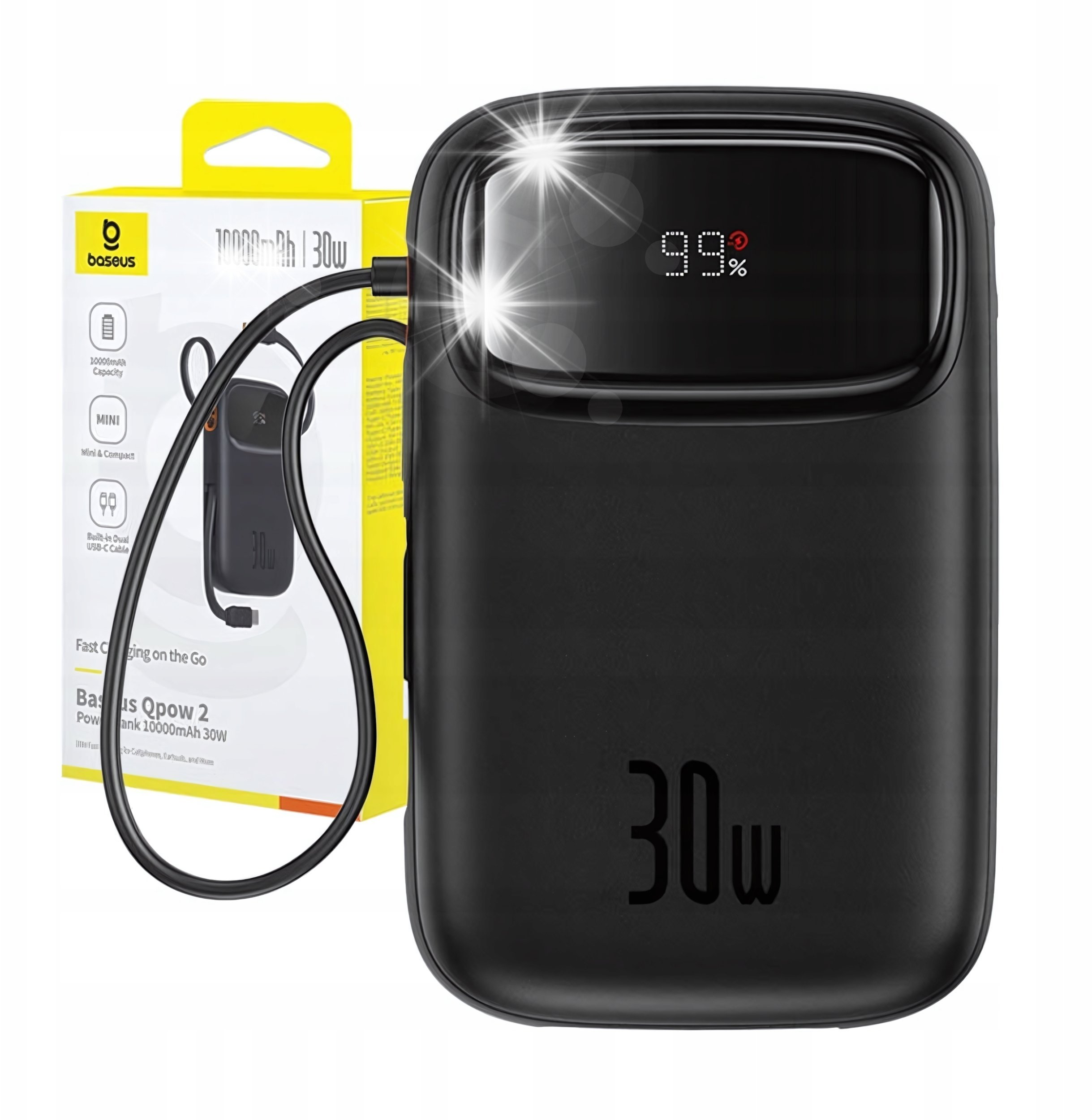 Powerbank Baseus POWERBANK BASEUS 10000mAh QPow 2 30W Z kablami USB C