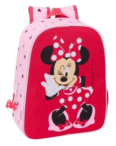 Safta MINNIE MOUSE NAIVE - Plecak dziecięcy, dostosowany do wózka, łatwy do czyszczenia, idealny dla dzieci w różnym wieku, wygodny i wszechstronny, jakość i wytrzymałość, 26 x 11 x 34 cm,