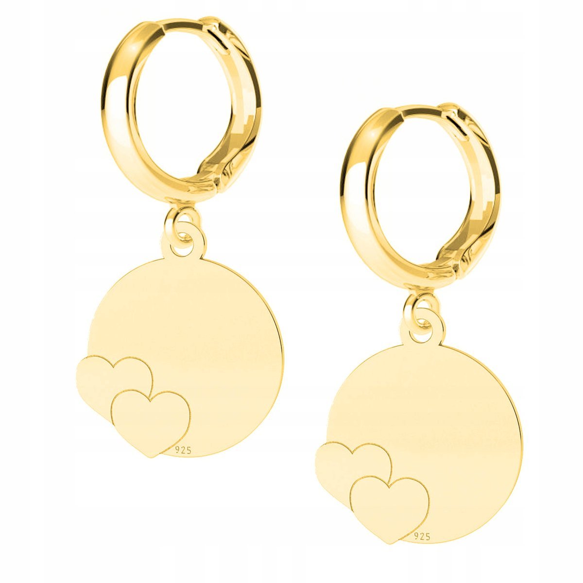 Kolczyki złote Blaszka Serce Heart 925