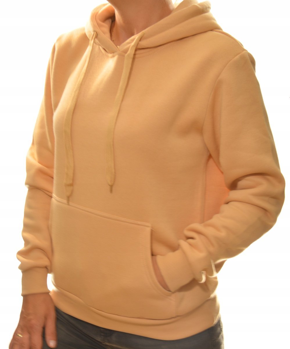 Damska bluza dresowa kangurka z kapturem ocieplana XL beżowa 160